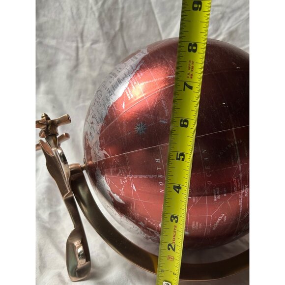 Luxury Copper Airplane Globe — Rotating 8” World Map on Art Deco Aviation Stand - Picture 5 of 14